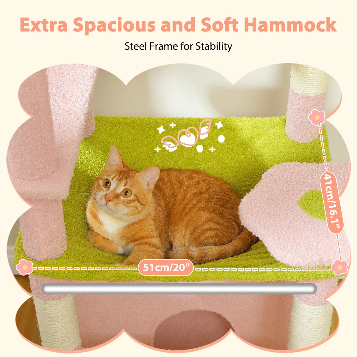 184cm Cat Tree with Hammock, Condo & Scratching Posts