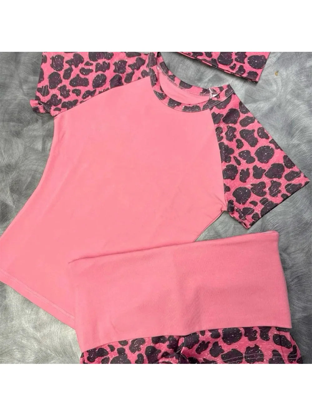 Women's Leopard-Patchwork Tee and Shorts Set