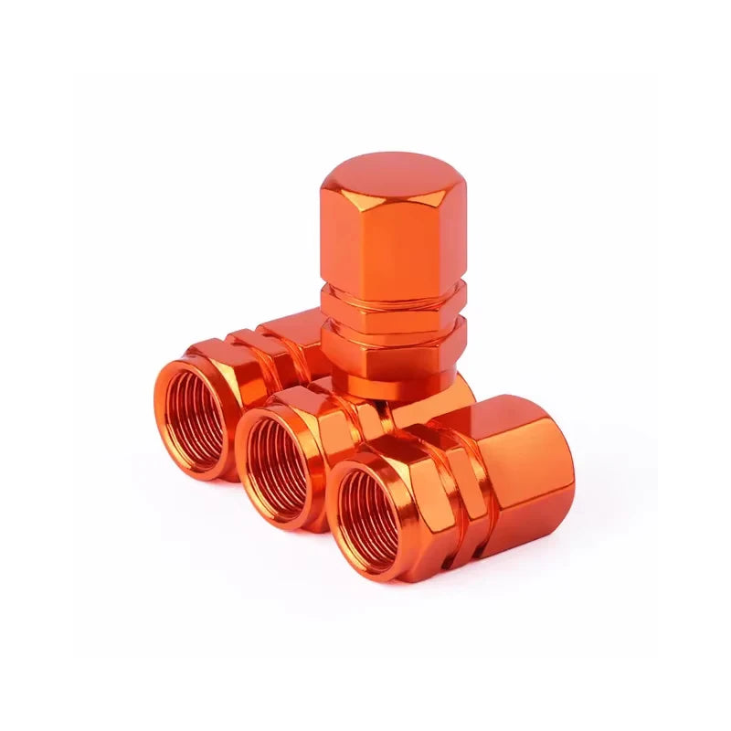Aluminum Tire Valve Caps with Plastic Liners – Set of 4