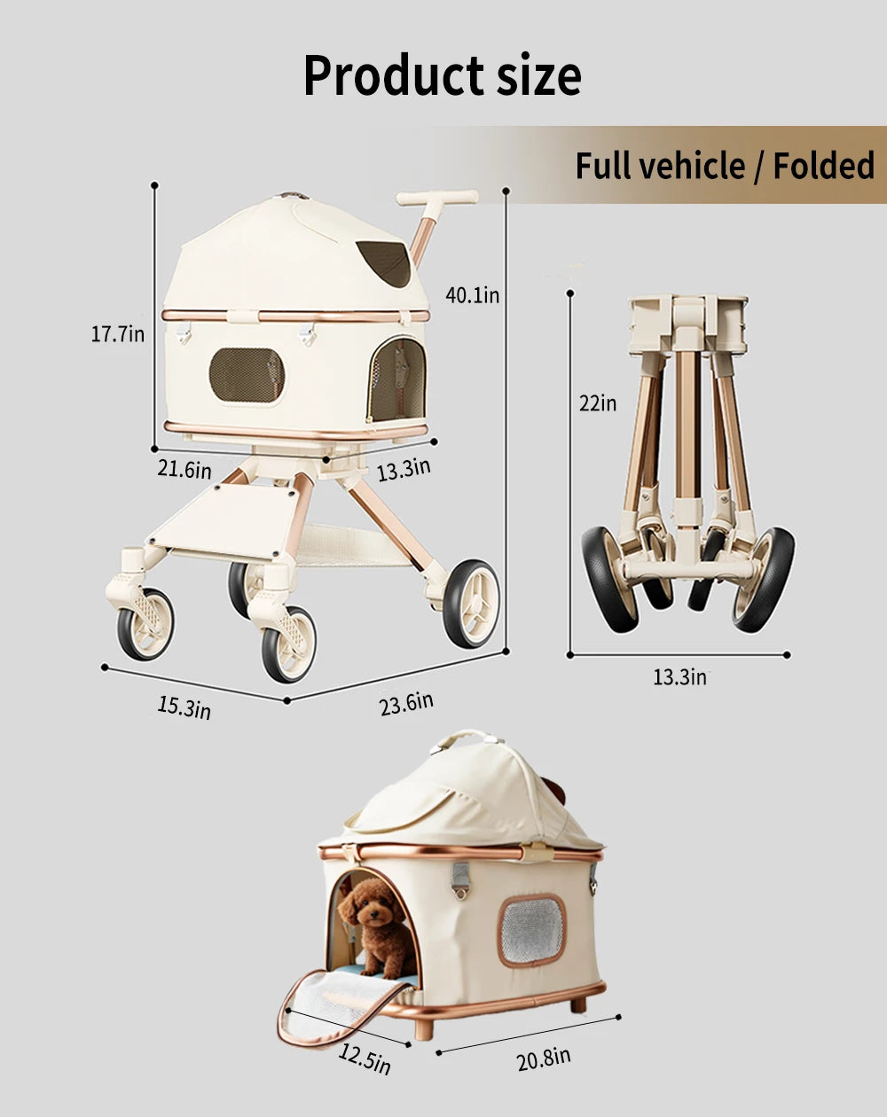 Pet Stroller for Dog & Cat, Pubby Stroller Upload to 55lbs,Dog Basket,Luxury Dog Stroller Whispering Desires Shoppe