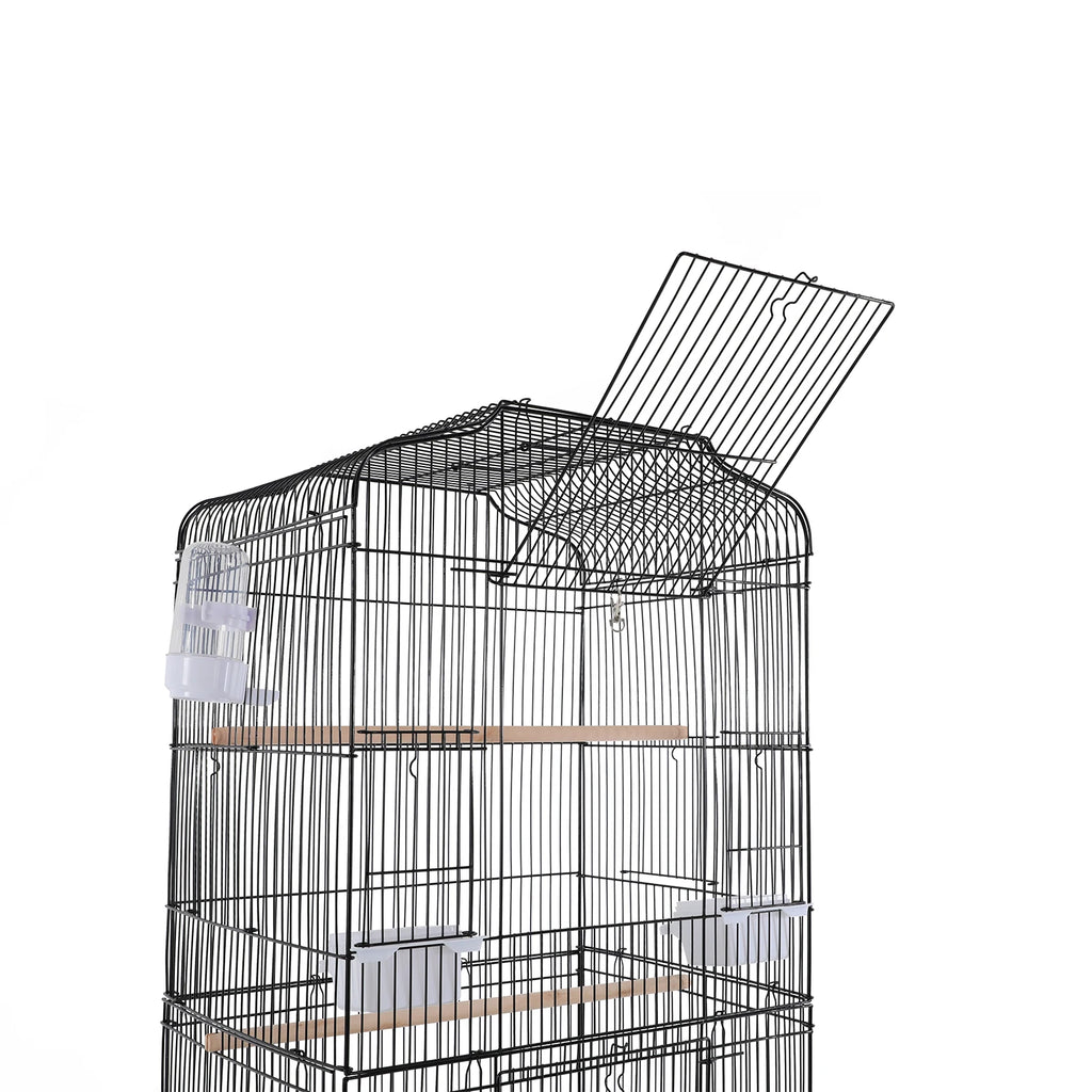 Bird Cage with Rolling Stand & Feeding Bowls