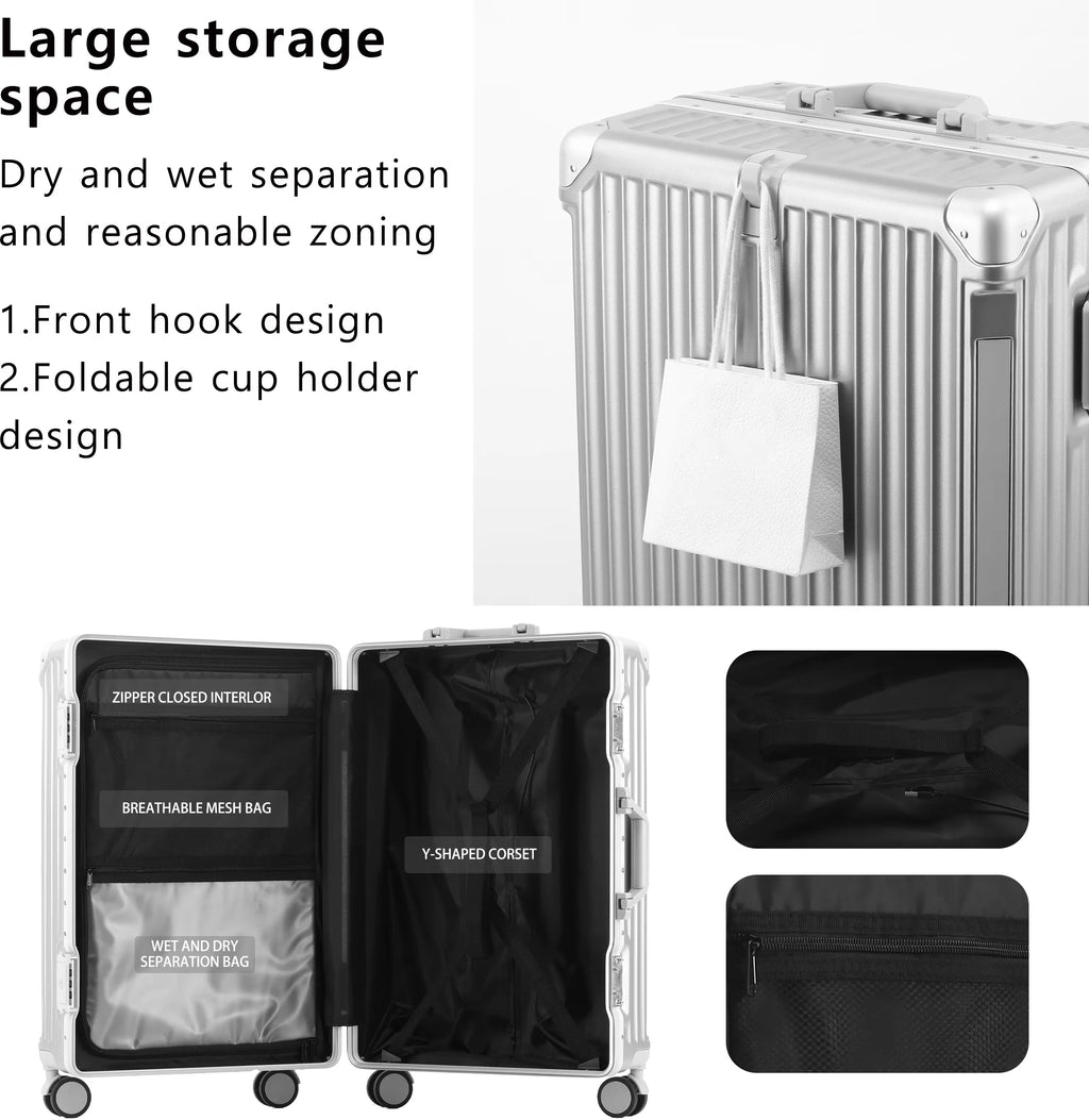 BunnyFly Suitcase Travel Suitcase Men Women 20 Carry-On Luggage Women PC Aluminum Frame Trolley Case TSA Password Lock Whispering Desires Shoppe