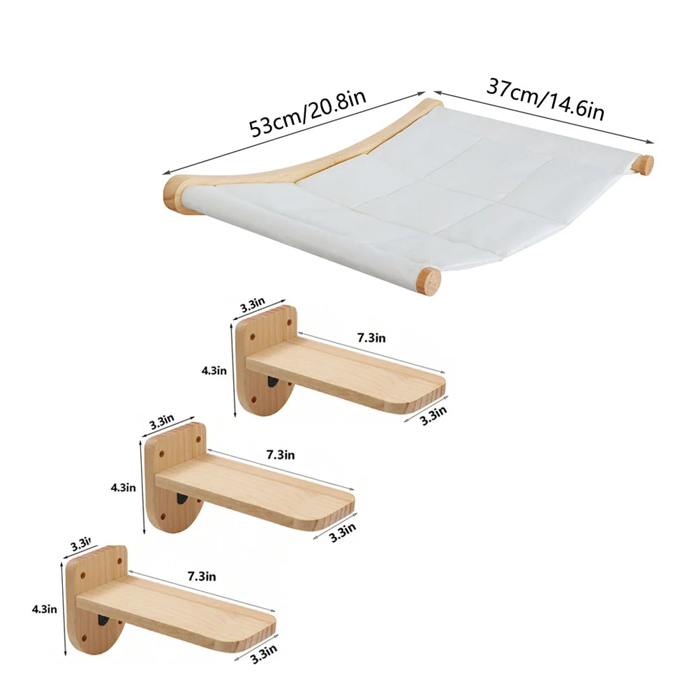 Wall-Mounted Cat Hammock & Climbing Shelf Set