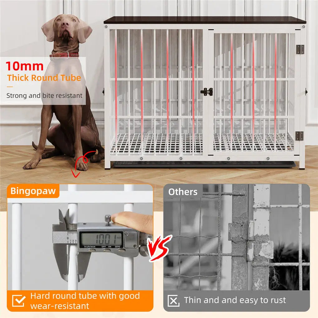Wooden Dog Crate Furniture with Metal Frame