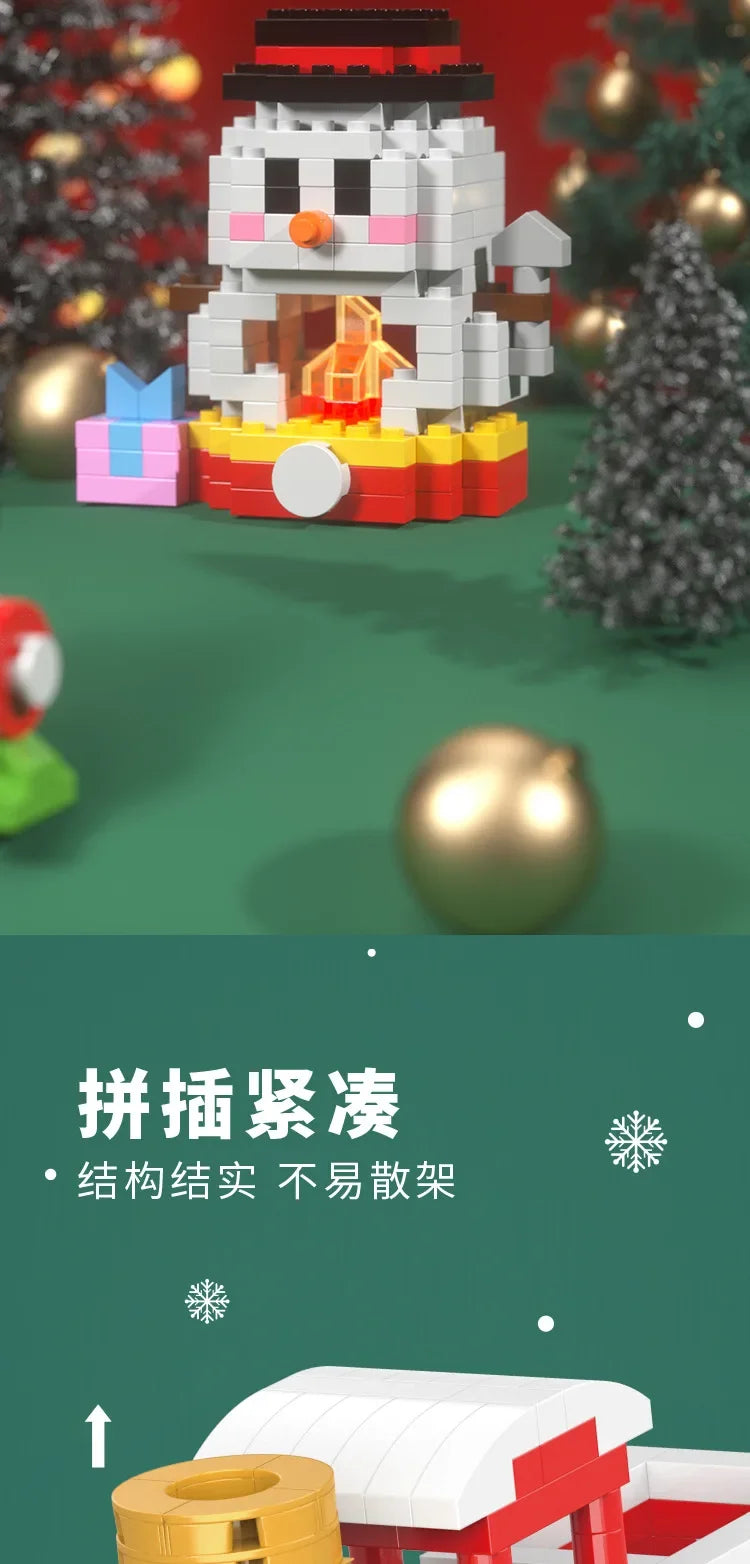 Santa & Reindeer Holiday Micro Building Block Sets