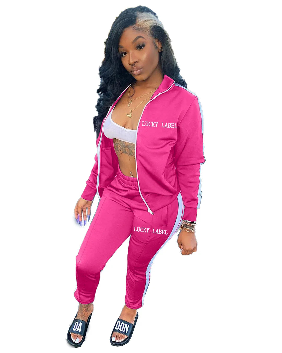 Women's Embroidered Zip-Up Top and Pants Set