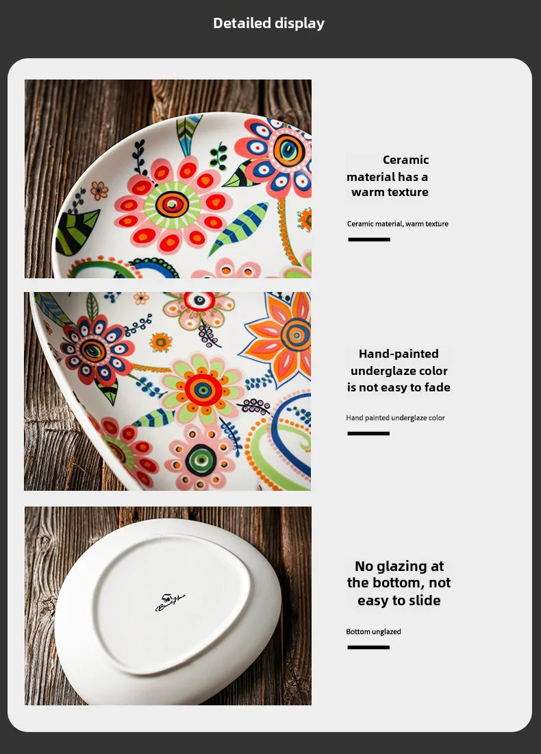 Floral Ceramic Dinner Plate — 8 Inch