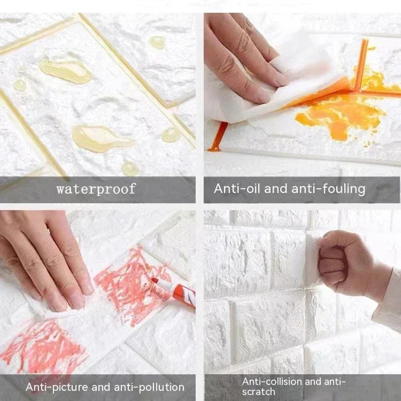 3D Brick-Style Self-Adhesive Wallpaper Roll