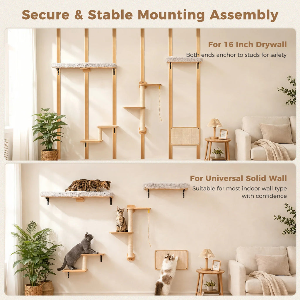 PAWZ Road Five-in-One Wall-Mounted Cat Climbing Set