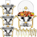 Round Chafing Dishes with Glass Lids — 2 or 4 Pack