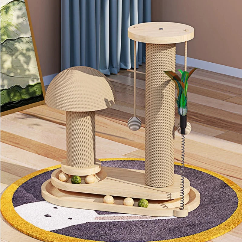 Interactive Cat Scratching Tower with Ball Track