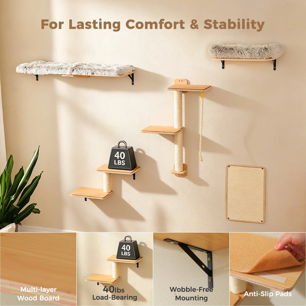 PAWZ Road Five-in-One Wall-Mounted Cat Climbing Set