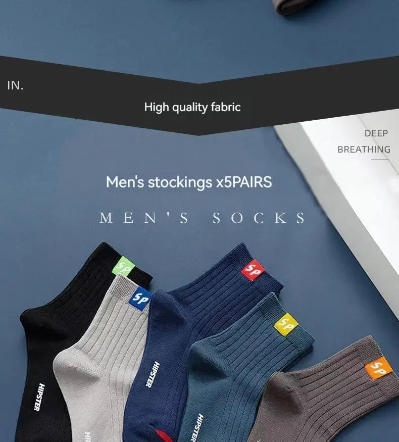 5 Pairs Men's Socks Mid-Calf Socks Warm Socks Long Sweat-Absorbing Breathable Socks Trendy Versatile Fall And Winter Sports Sock Whispering Desires Shoppe