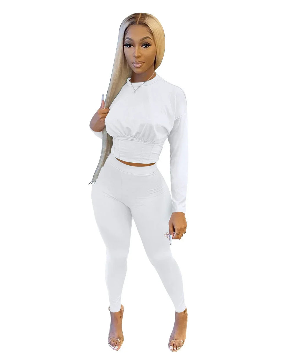 Women's Solid-Color Two-Piece Casual Outfit