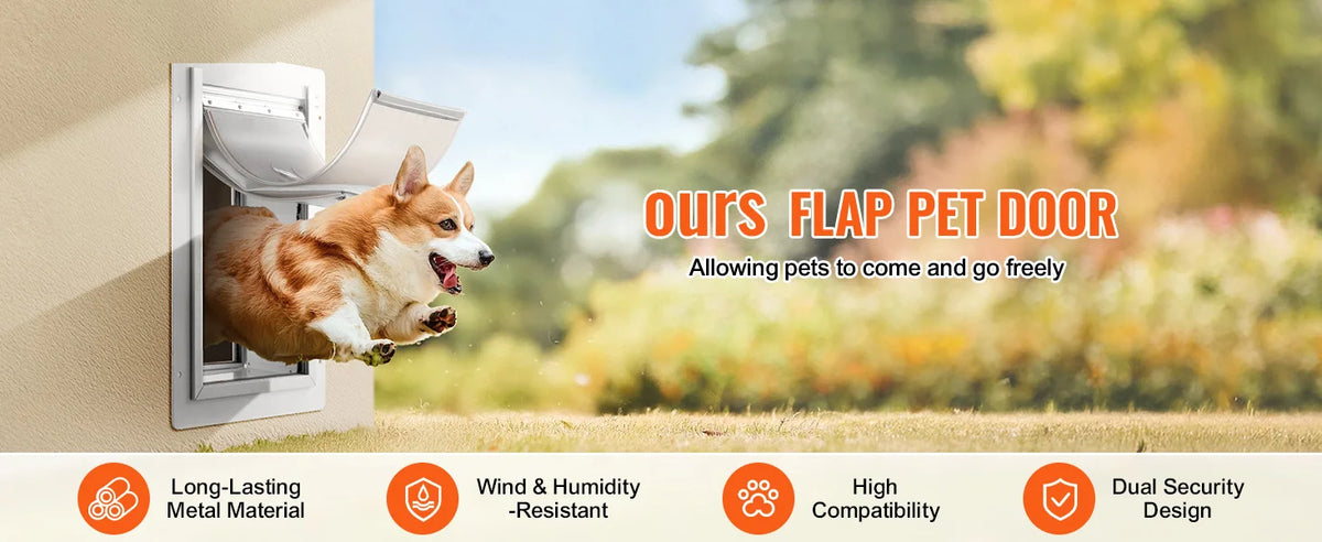SucceBuy Pet Door Metal Frame with Lock and 3-Flap System Weatherproof Doggy Door Easy to Install in Interior or Exterior Walls Whispering Desires Shoppe