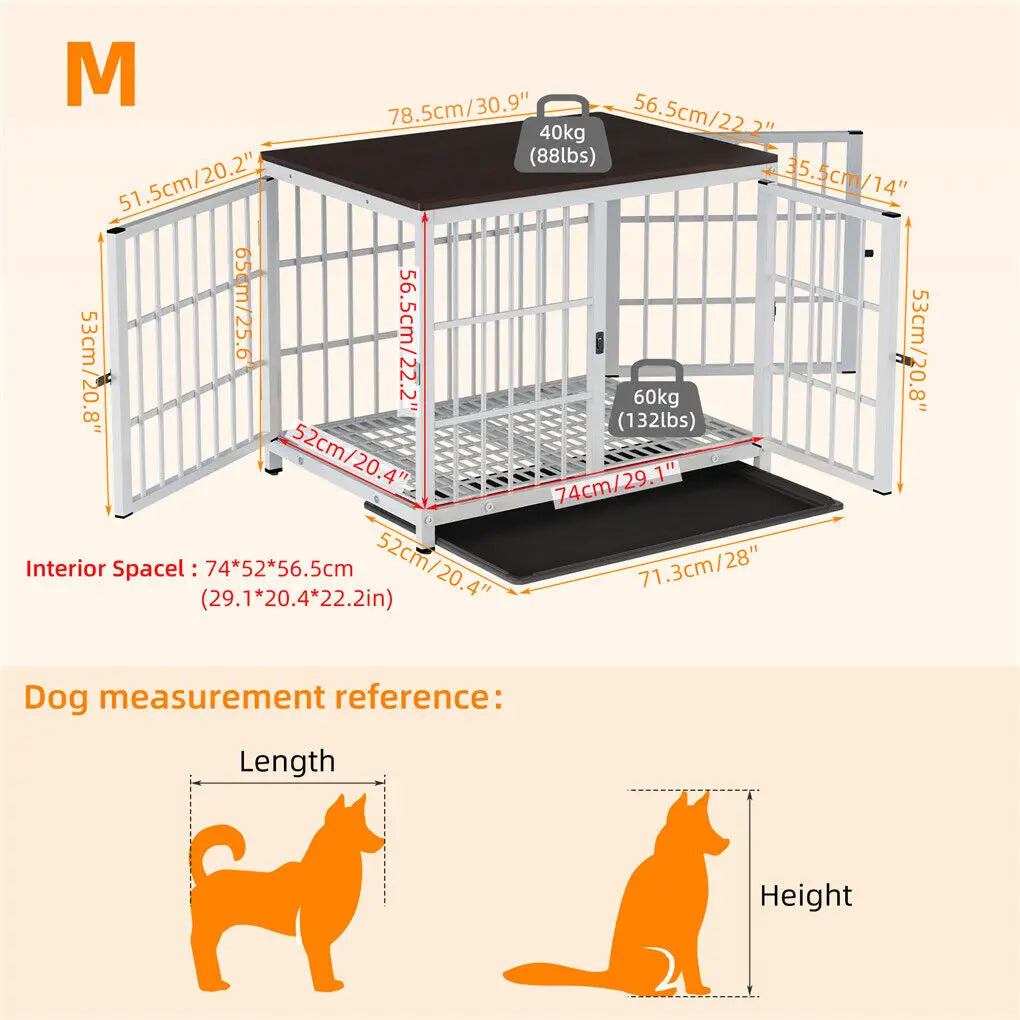 Wooden Dog Crate Furniture with Metal Frame