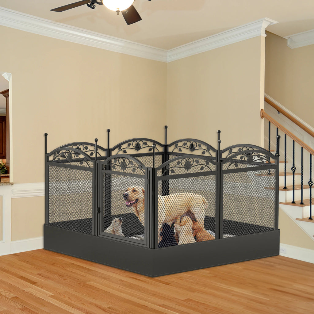 BINGOPAW Eight-Panel Metal Dog Playpen with Mat