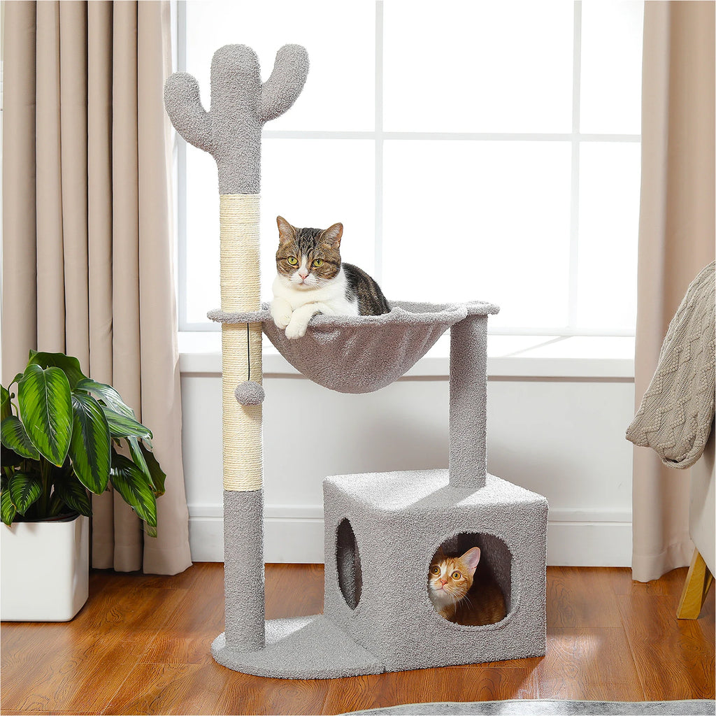 Cactus Cat Tree Small Cat Tower with Spacious Condo,Cozy Hammock,Dangling Ball,Scratching Post Cat Accessories for Indoor Cats Whispering Desires Shoppe