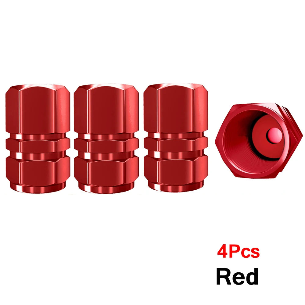 Aluminum Tire Valve Caps with Rubber Seals – Set of 4