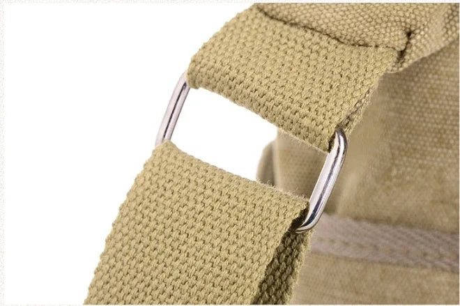 Unisex Canvas Multi-Pocket Crossbody Satchel