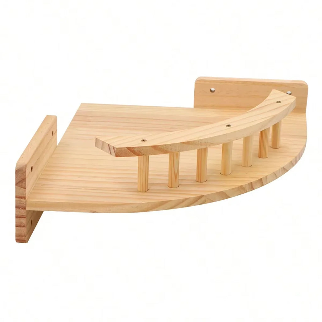 Pine Wood Corner Cat Hammock & Steps Set