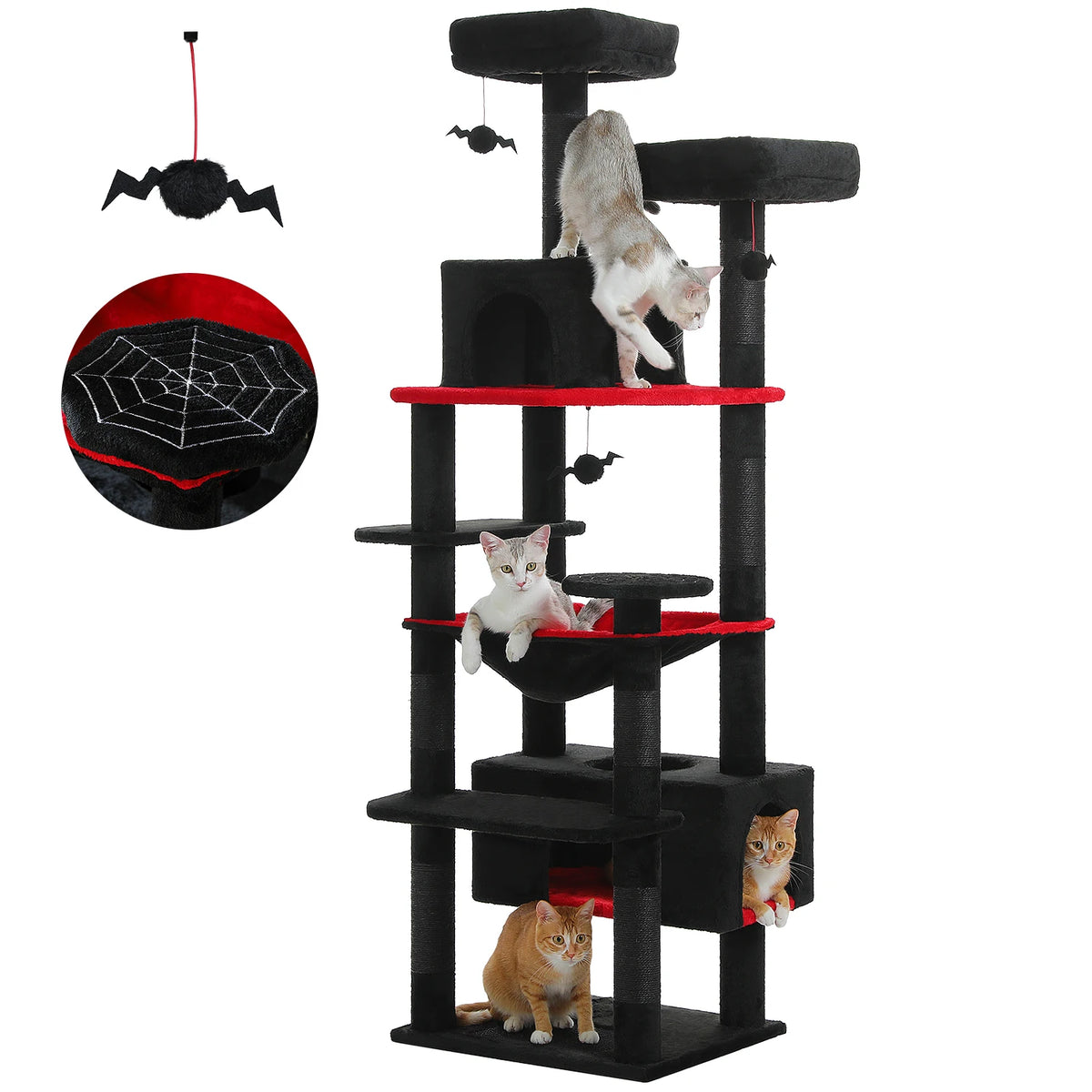 184cm Cat Tree with Hammock, Condo & Scratching Posts