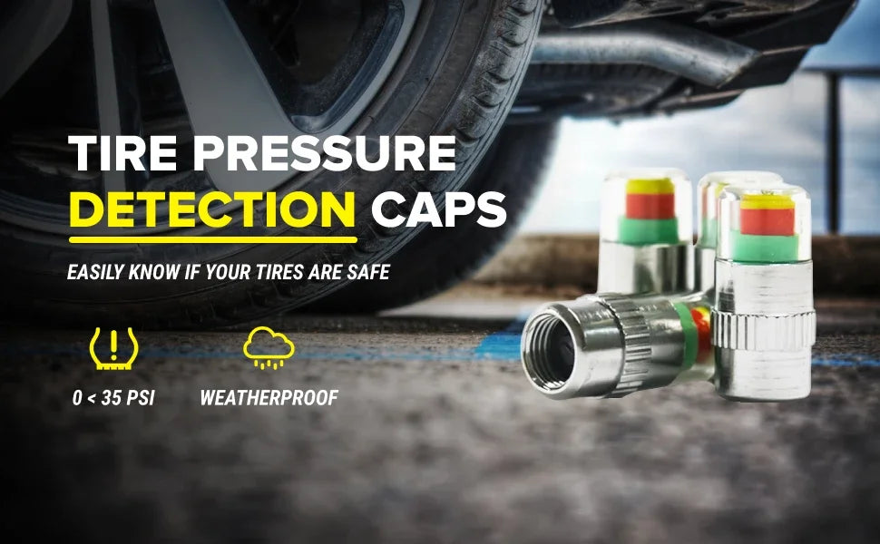 32 PSI Tire Pressure Indicator Valve Caps – Set of 4
