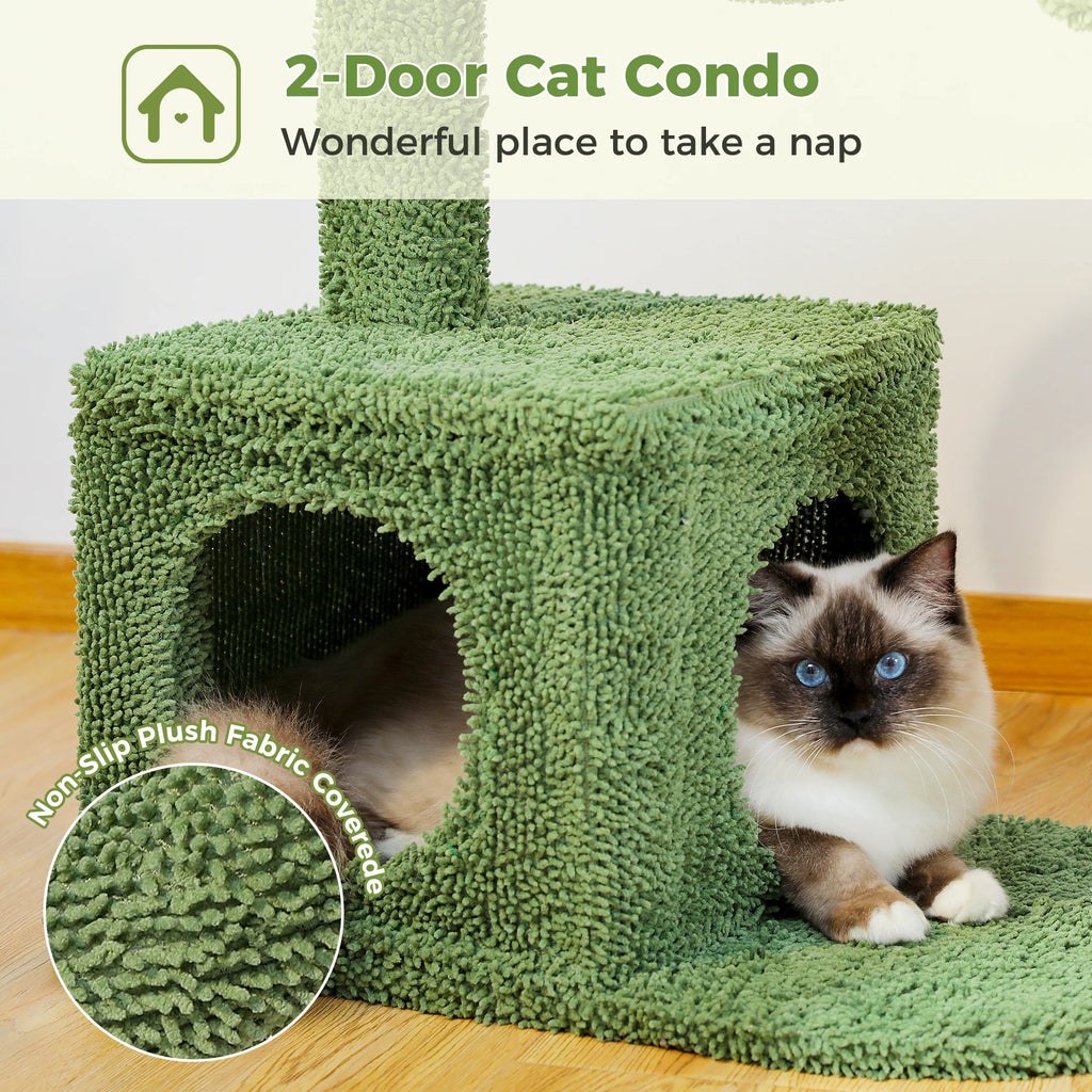 Cactus Cat Tree Small Cat Tower with Spacious Condo,Cozy Hammock,Dangling Ball,Scratching Post Cat Accessories for Indoor Cats Whispering Desires Shoppe