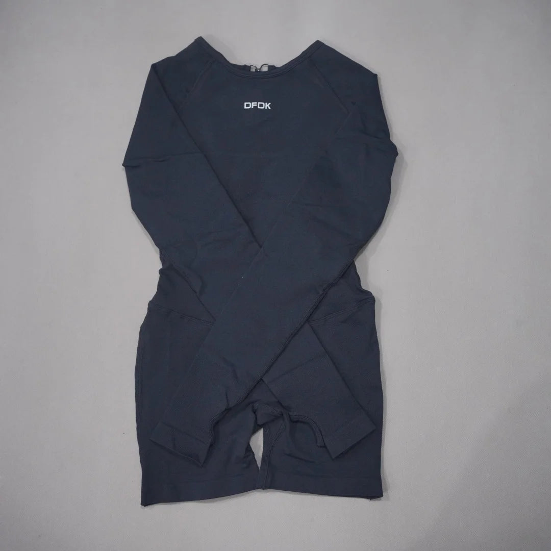 Women's Long-Sleeve Backless Workout Romper