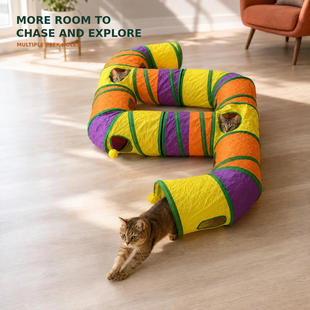 Zoe Double E-Shaped Cat Tunnel Maze with Toys