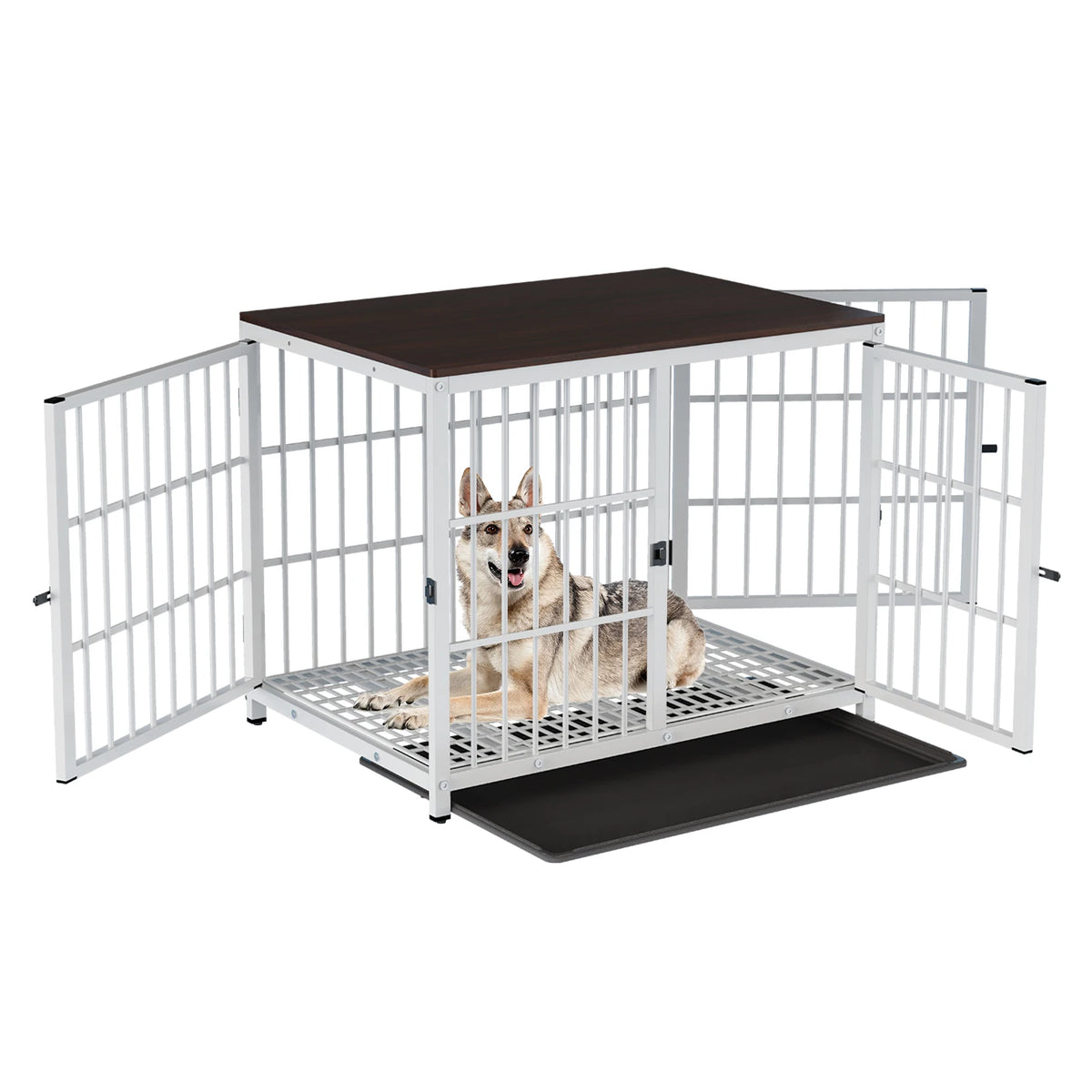 Wooden Dog Crate Furniture with Metal Frame