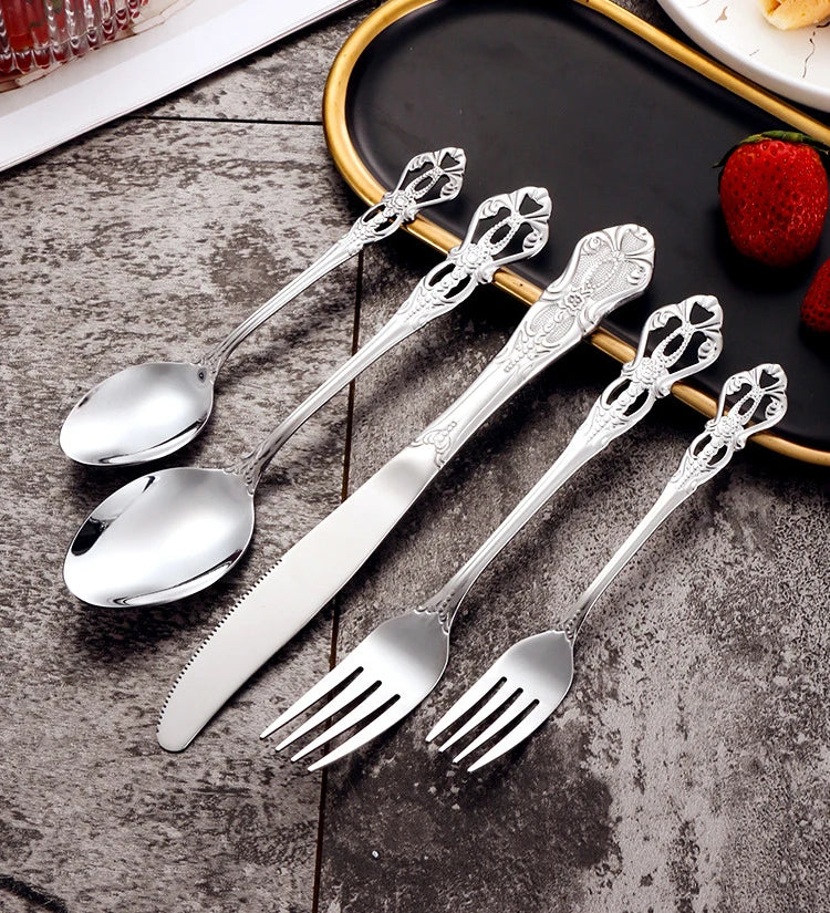 Vintage-Style Stainless Steel Flatware — Assorted Sets