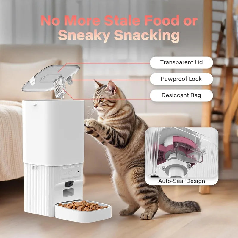 NITYERS 7L Camera Pet Feeder with Double Bowls