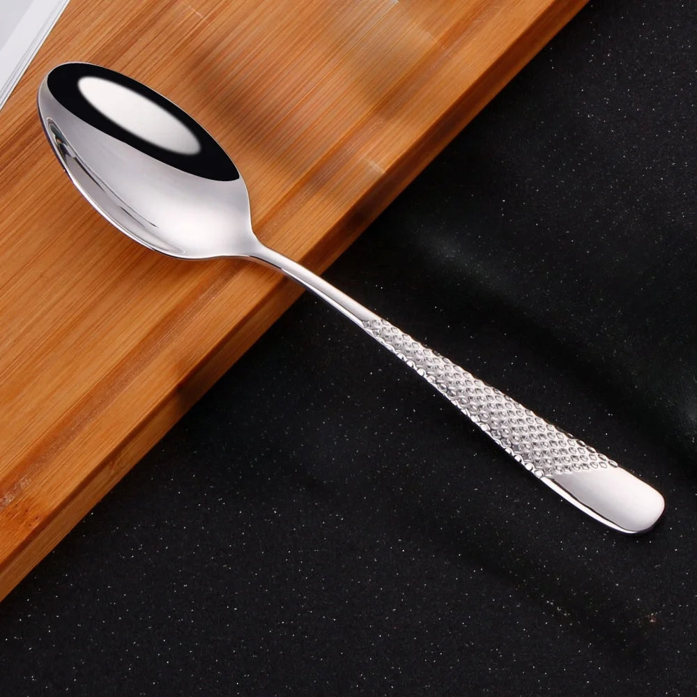 Hammered-Handle Stainless Steel Dinner Spoons