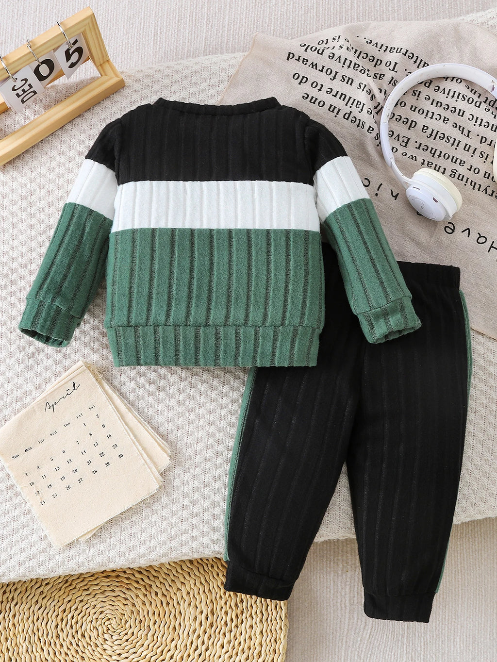 Baby Color-Block Striped Top and Jogger Set