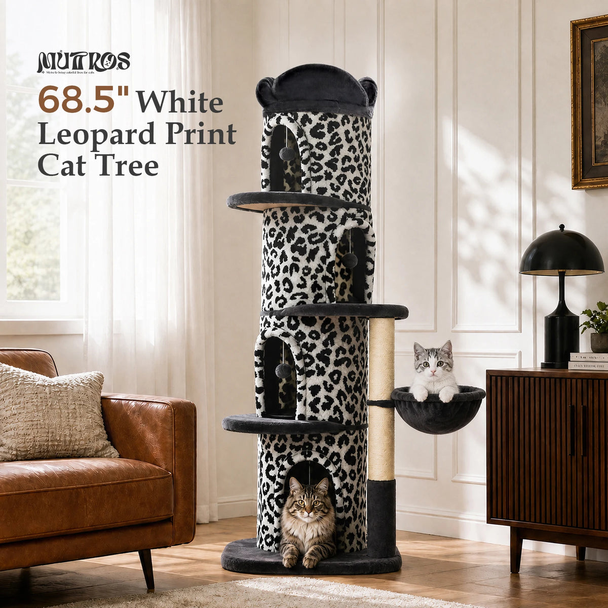 Large Cat Tree with Multiple Condos & Flower Bed