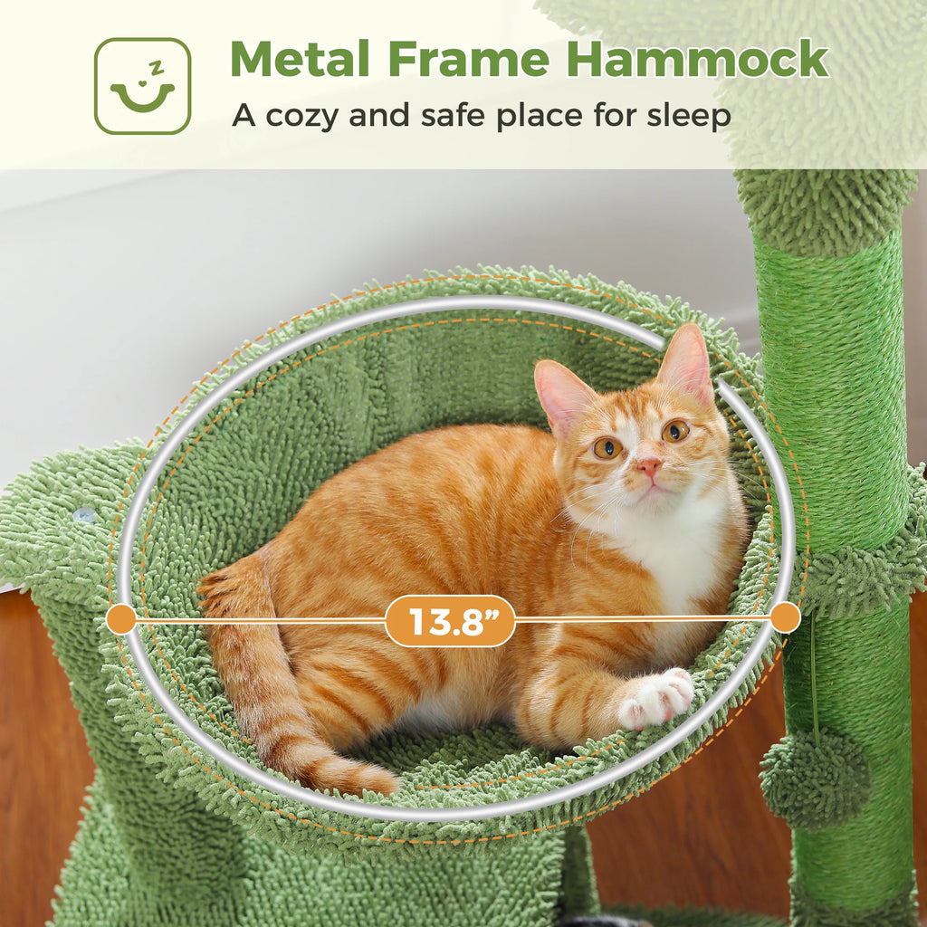 Cactus Cat Tree Small Cat Tower with Spacious Condo,Cozy Hammock,Dangling Ball,Scratching Post Cat Accessories for Indoor Cats Whispering Desires Shoppe