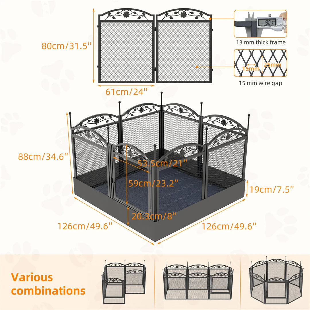 BINGOPAW Eight-Panel Metal Dog Playpen with Mat
