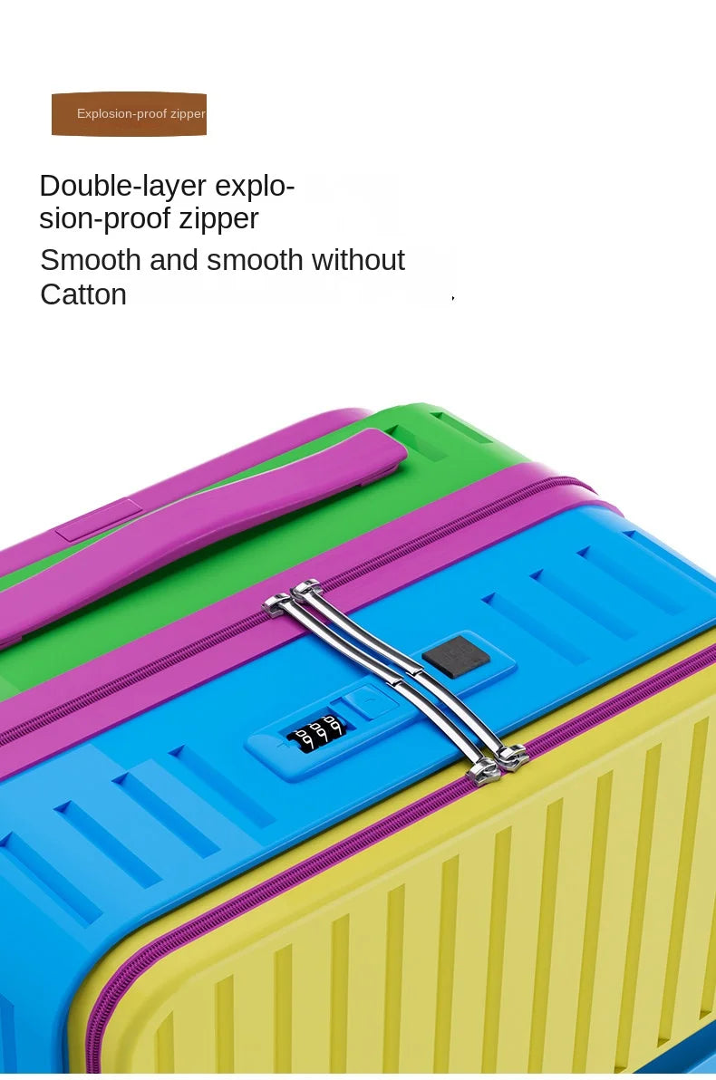Front-opening Luggage Macaron Colors Pure PC 20 inch Boarding Cabin Suitcase 22/24/26/28 Inch Sturdy and Durable Women's Bags Whispering Desires Shoppe
