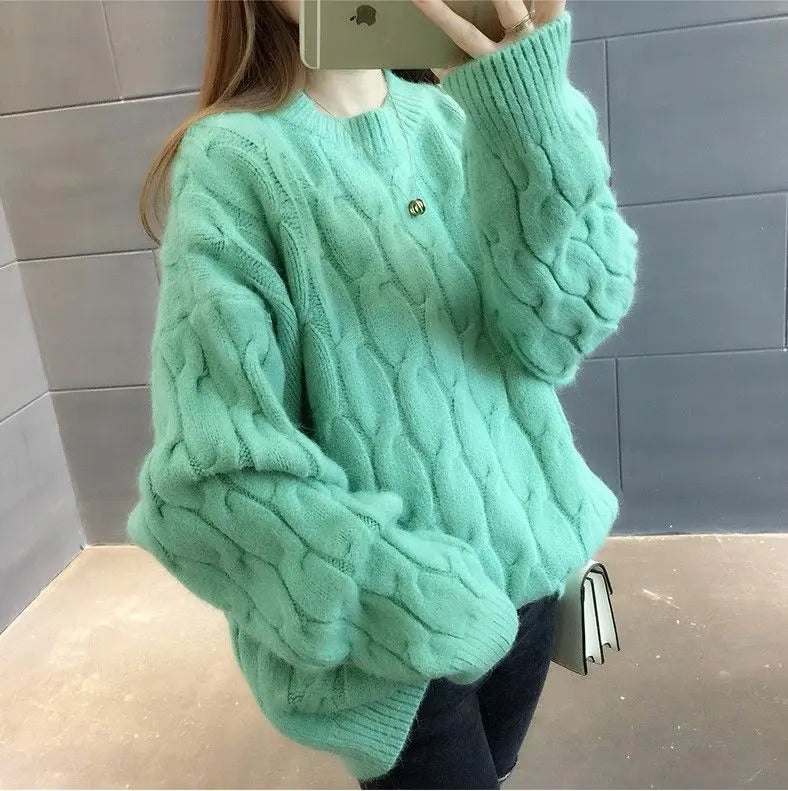 Women's Loose Round-Neck Knit Pullover
