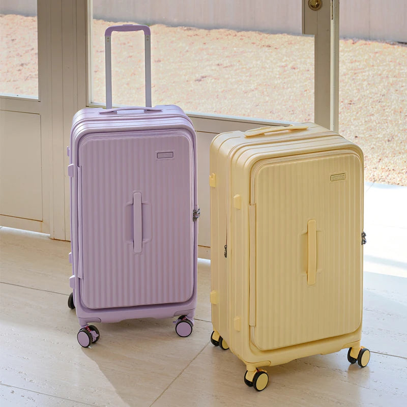 Side-Opening Lid Large Capacity Travel Suitcase Lightweight Pure PC Expandable Trolley Case 24/26/28/30inch Luggage High Quality Whispering Desires Shoppe