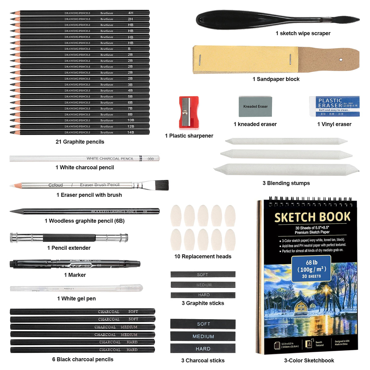 Artist Drawing & Sketching Kit – 18 to 126 Pieces