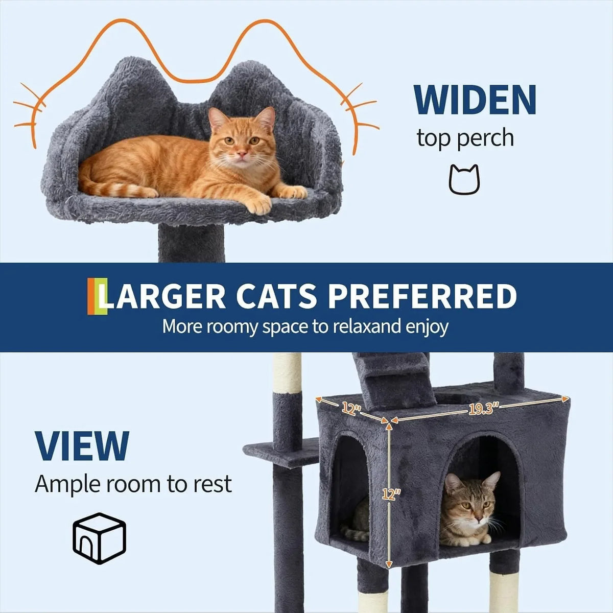 72" Cat Tree with Hammock, Perches & Scratching Posts