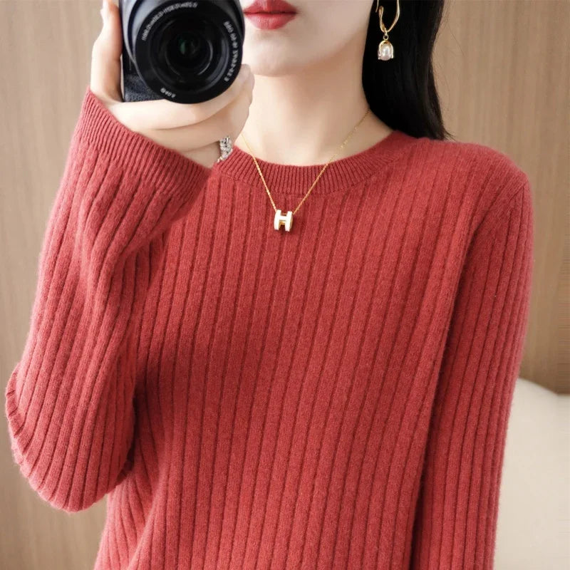 Women's Long-Sleeve Round-Neck Knit Pullover