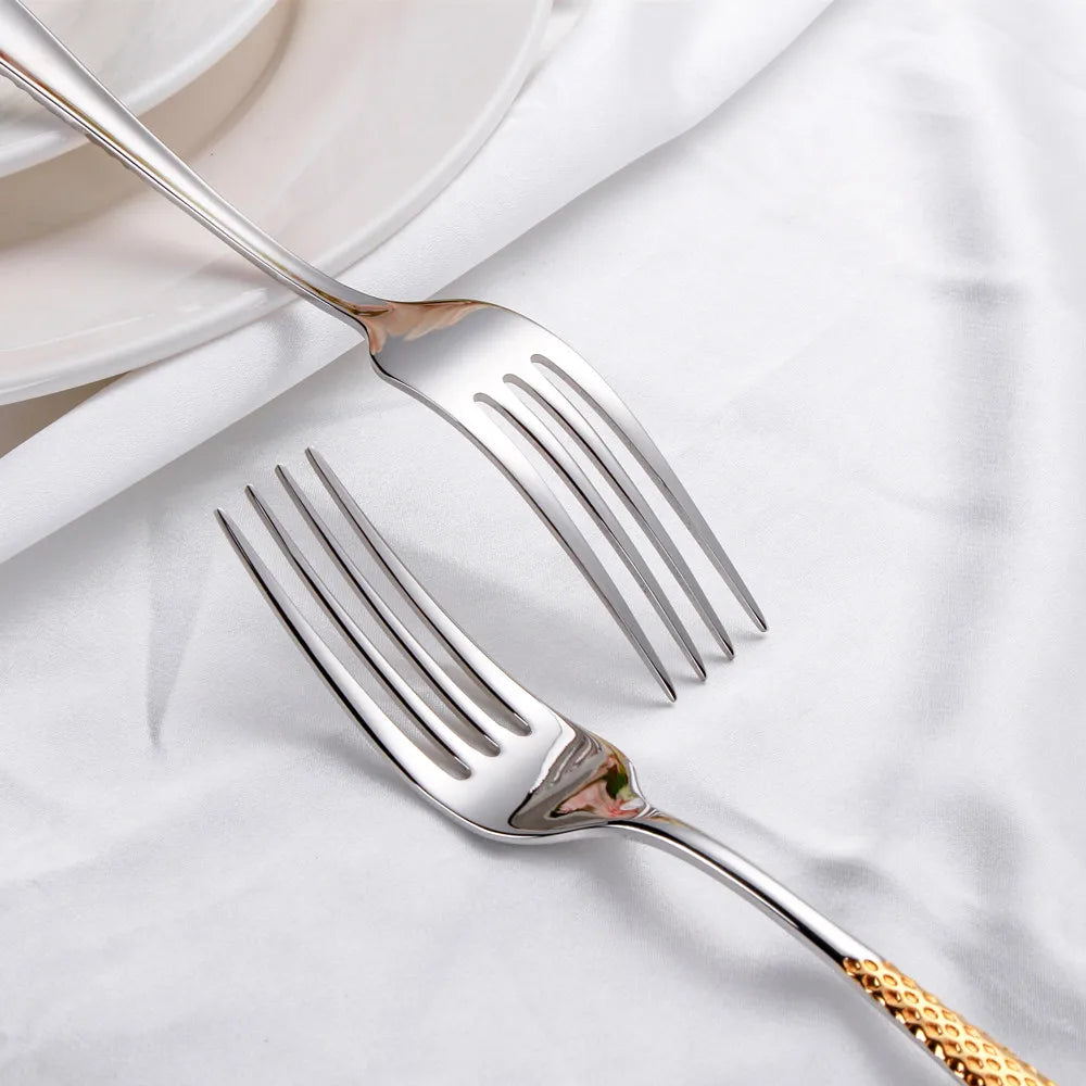 Hammered-Handle Stainless Steel Dinner Forks