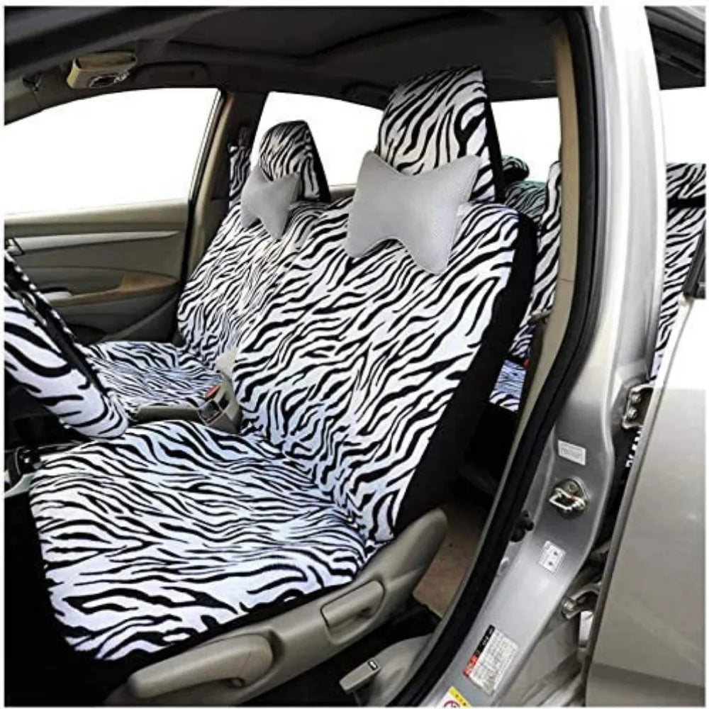 Short-Plush Animal-Print Seat Covers – 12-Piece Set