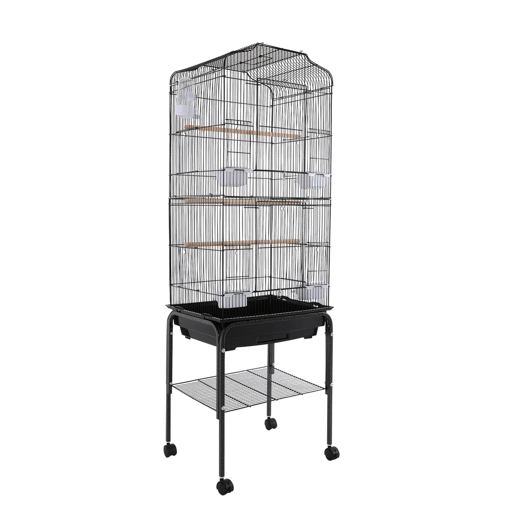 Bird Cage with Rolling Stand & Feeding Bowls