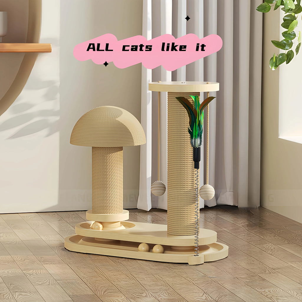 Interactive Cat Scratching Tower with Ball Track