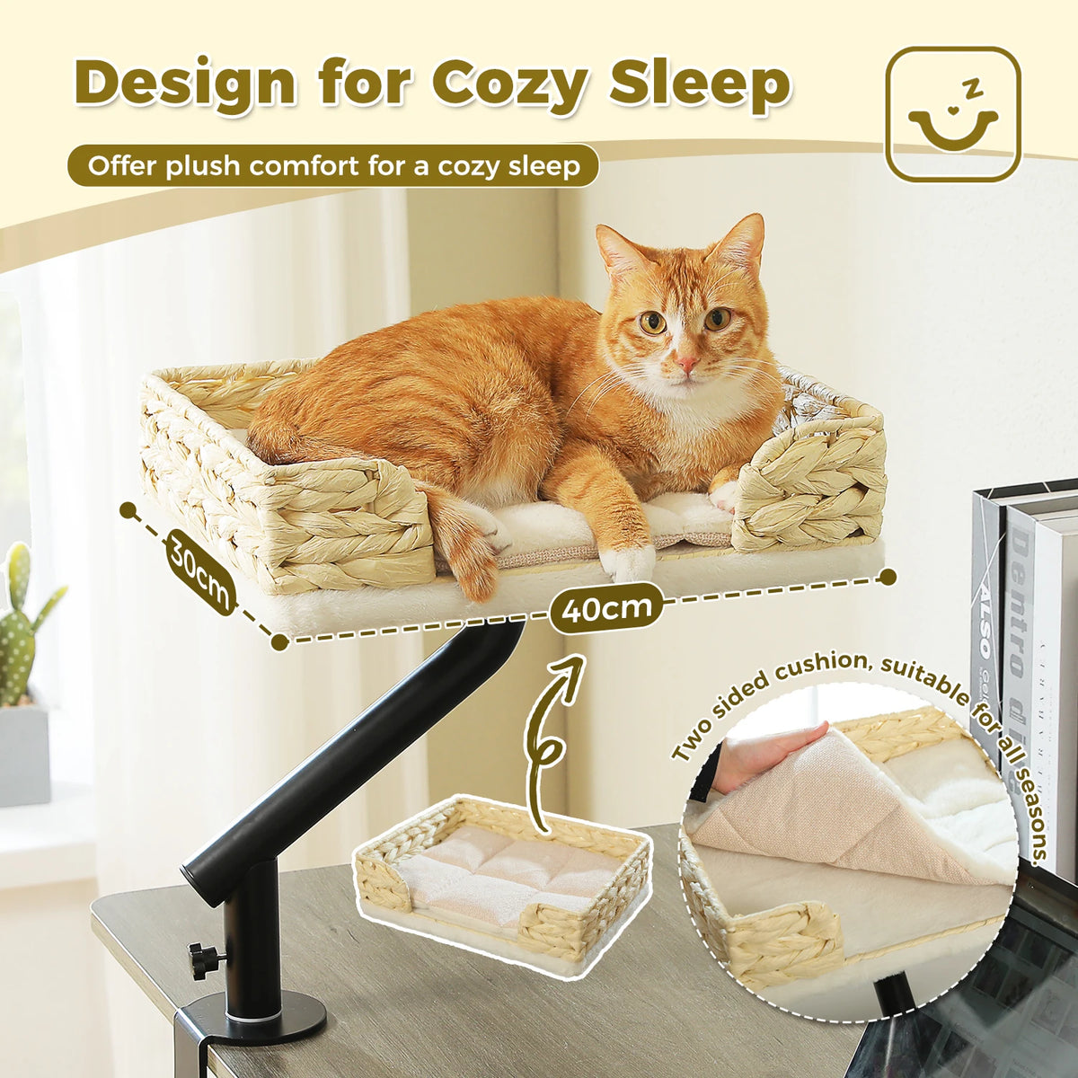 360° Rotating Desk-Mounted Cat Bed