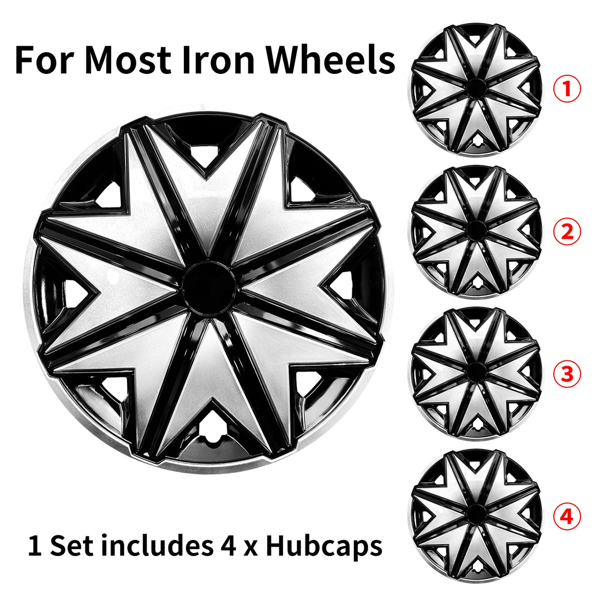 MOTENIO 15-Inch Wheel Covers – Set of 4